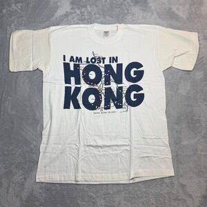 Vintage America's Best T Shirt Mens XXL White Lost in Hong Kong Subway Map 90s